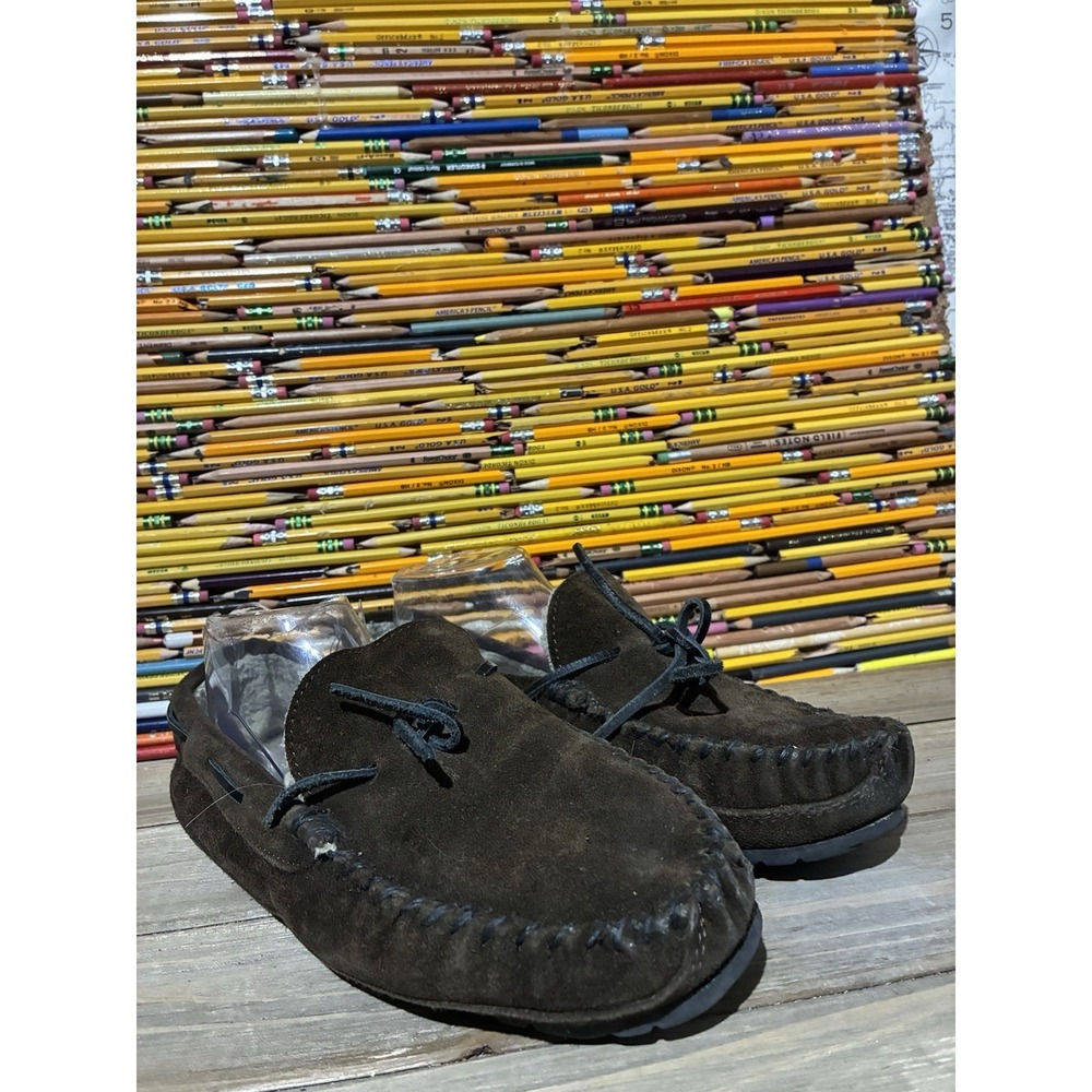 Minnetonka Casey Brown Suede Lined Comfort Casual Moccasins Mens Size 9 EE